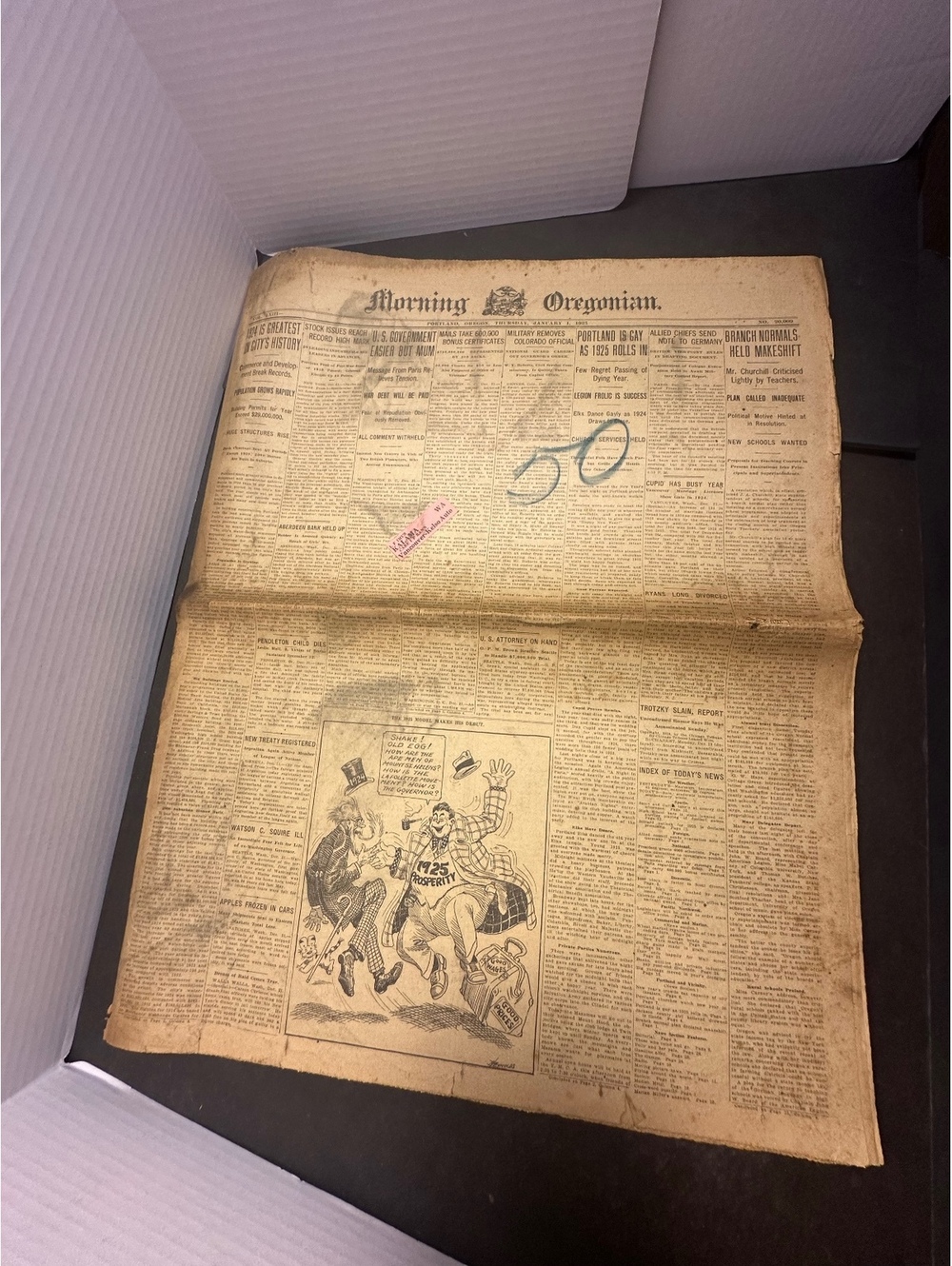 Antique 1925 Morning Oregonian Newspaper Portland OR New Year Jan 1